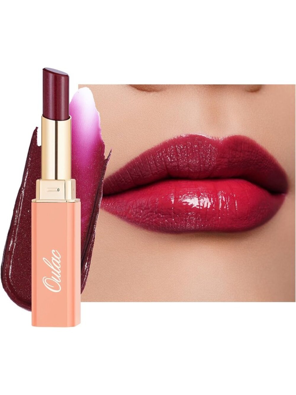 Moisture Shine Warm Red Lipstick Glossy Finish Vegan Cruelty-Free Coverage